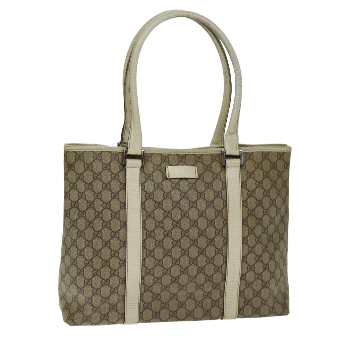 GUCCI GG Supreme Tote Bag PVC Beige 114288 Auth 76885