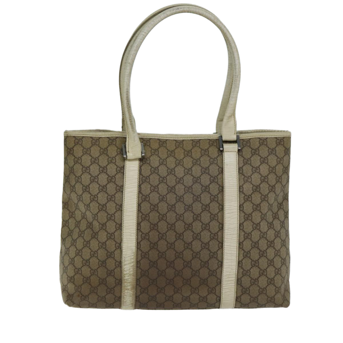 GUCCI GG Supreme Tote Bag PVC Beige 114288 Auth 76885