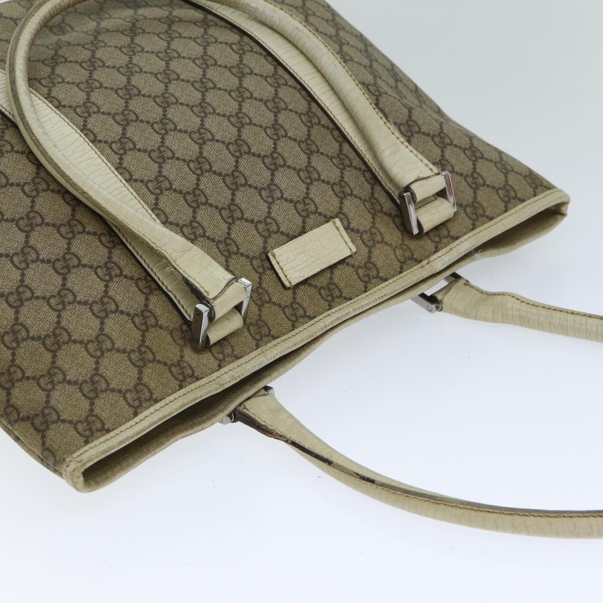 GUCCI GG Supreme Tote Bag PVC Beige 114288 Auth 76885