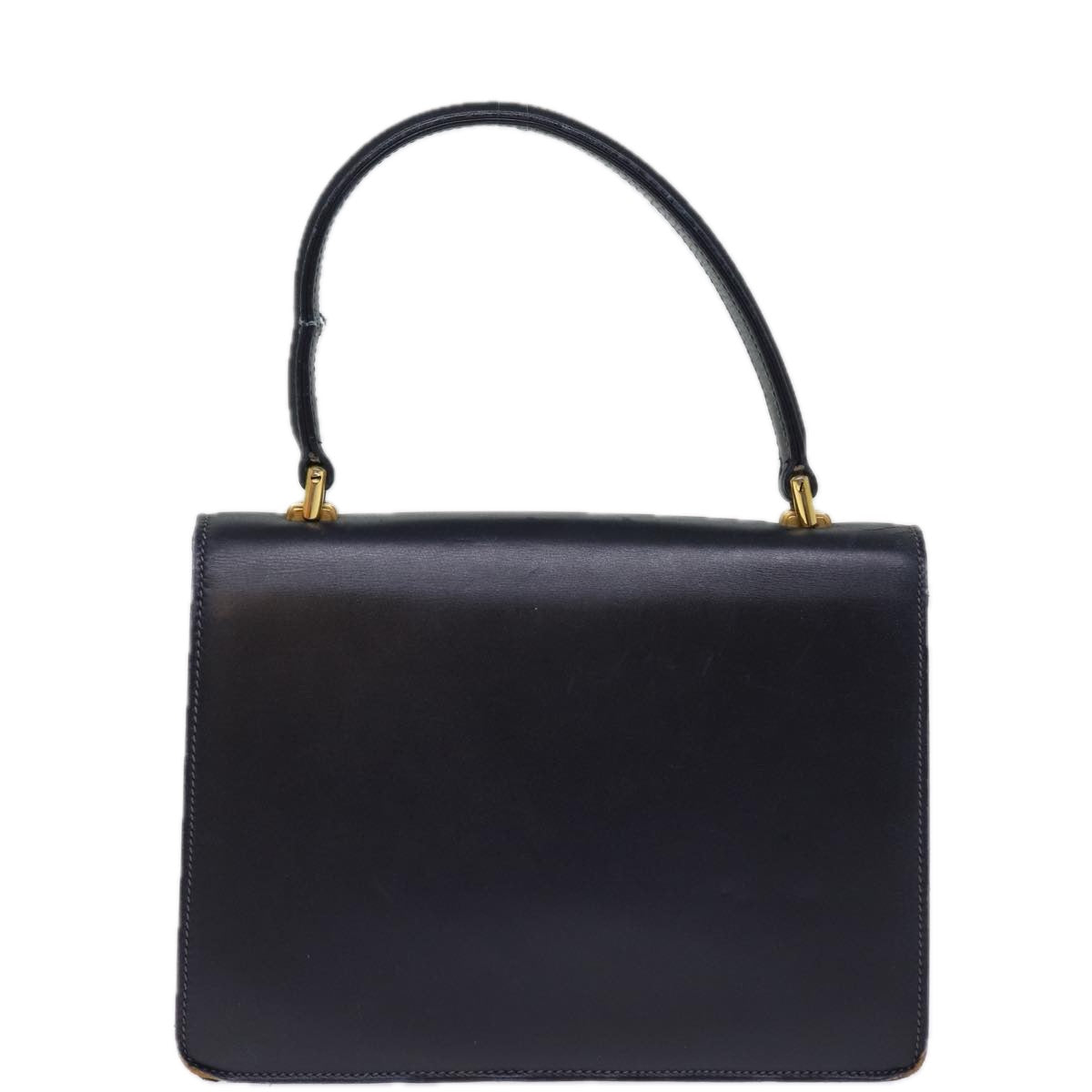 GUCCI Hand Bag Leather Navy Auth 76886