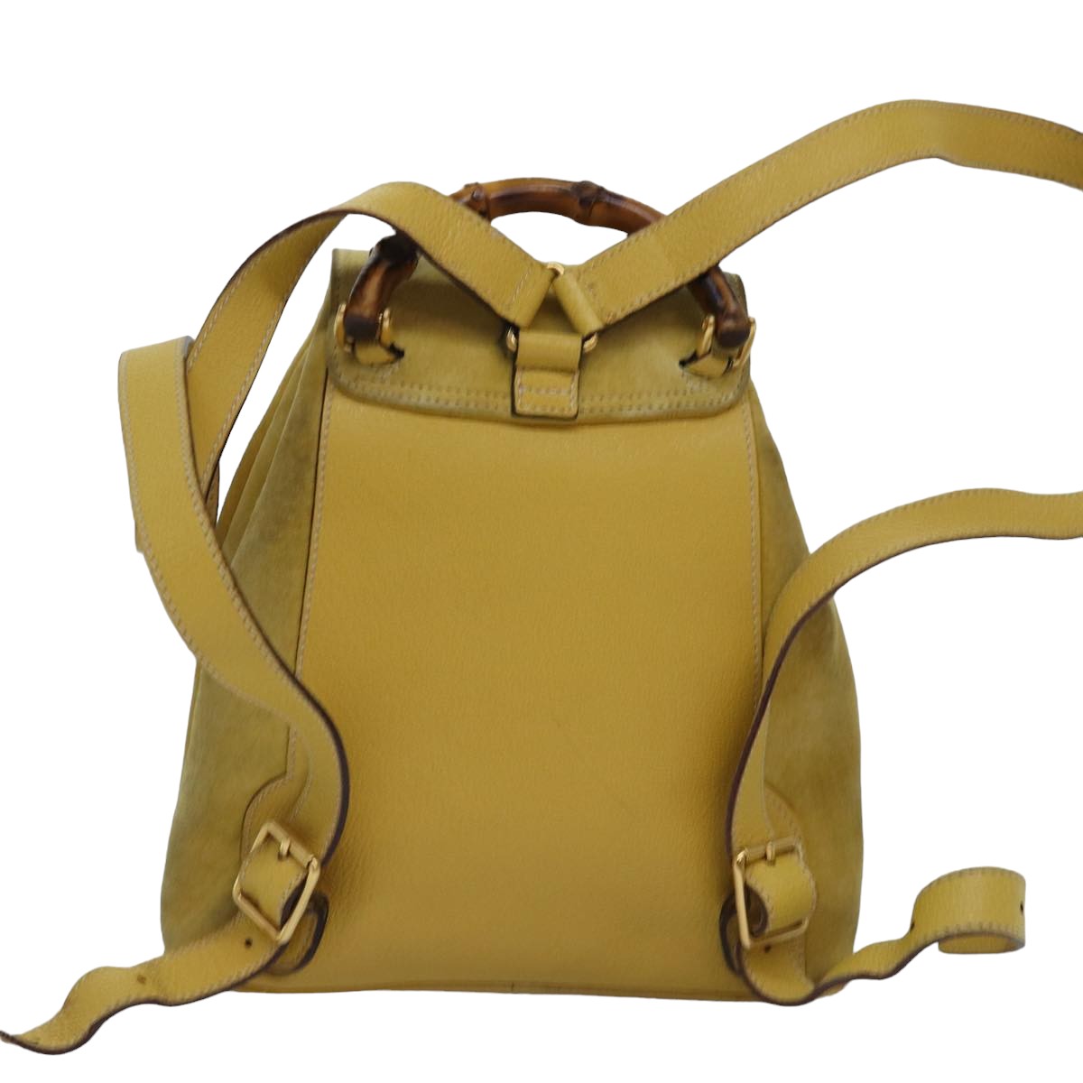 GUCCI Bamboo Backpack Suede Leather Yellow 003 2058 0030 Auth 76895 - 0