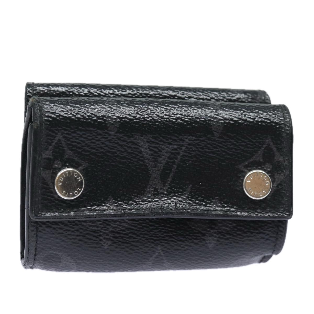 LOUIS VUITTON Monogram Eclipse Discovery Compact Wallet M67630 LV Auth 76907