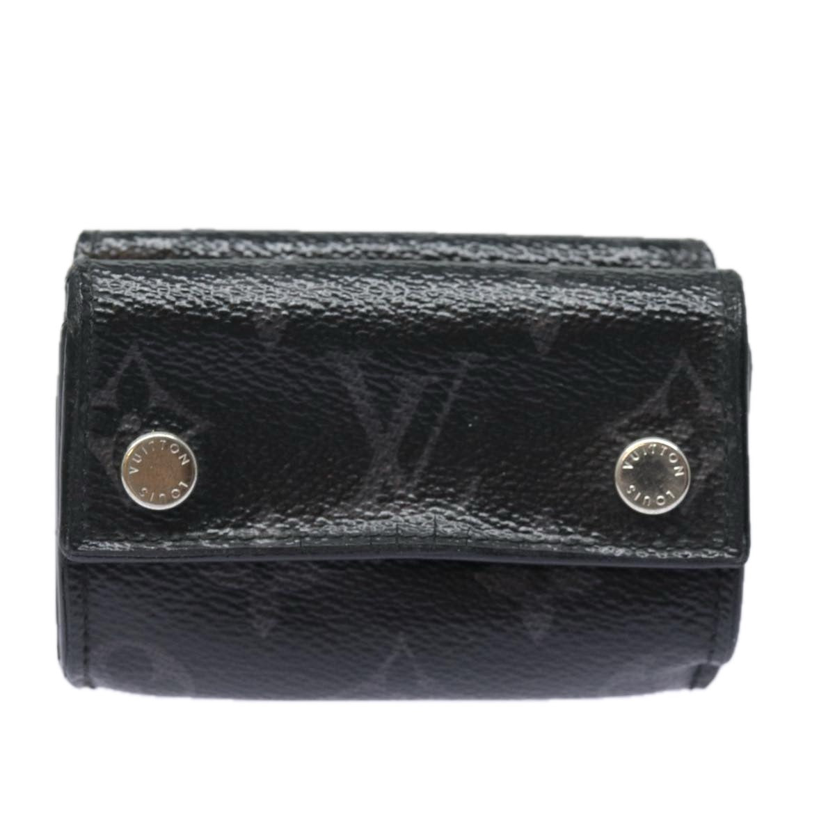 LOUIS VUITTON Monogram Eclipse Discovery Compact Wallet M67630 LV Auth 76907