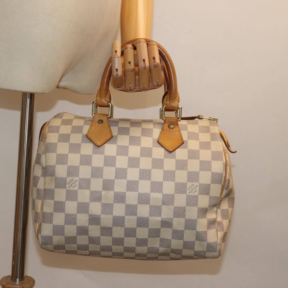 LOUIS VUITTON Damier Azur Speedy 25 Hand Bag N41534 LV Auth 76922