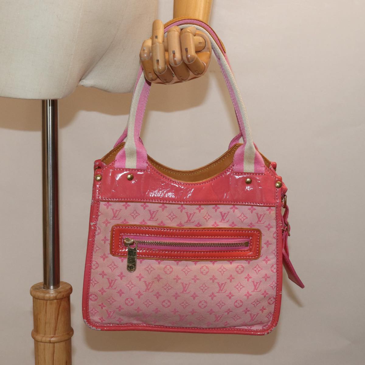 LOUIS VUITTON Monogram Mini Sac Catrain Hand Bag Strawberry M92930 LV Auth 76925