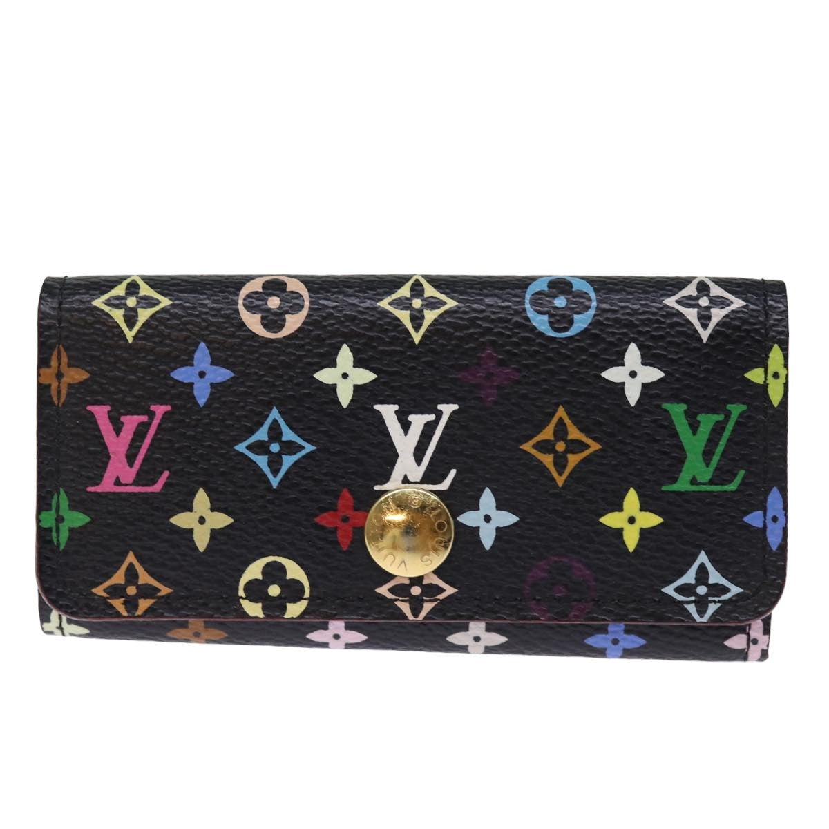 LOUIS VUITTON Monogram Multicolor Multicles 4 Key Case Black M93732 Auth 76935