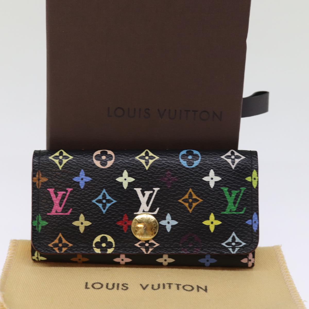 LOUIS VUITTON Monogram Multicolor Multicles 4 Key Case Black M93732 Auth 76935