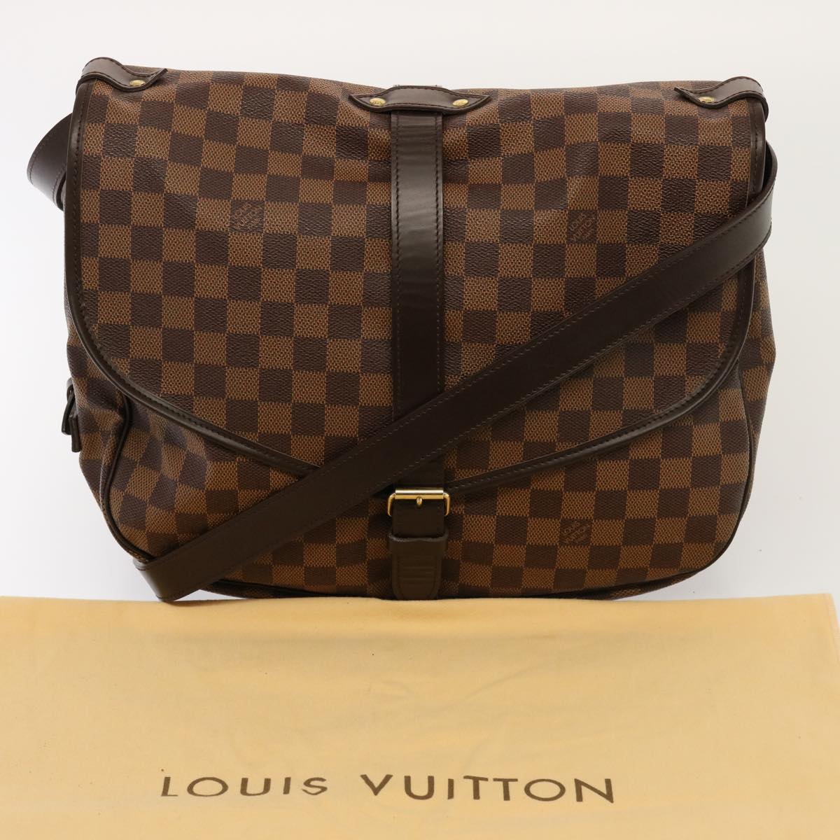 LOUIS VUITTON Damier Ebene Saumur 35 Shoulder Bag SPO LV Auth 76951A