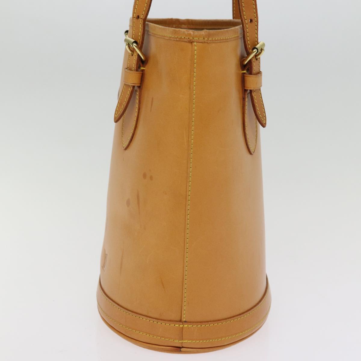 LOUIS VUITTON Nomad leather Bucket PM Shoulder Bag Beige M85001 LV Auth 76964