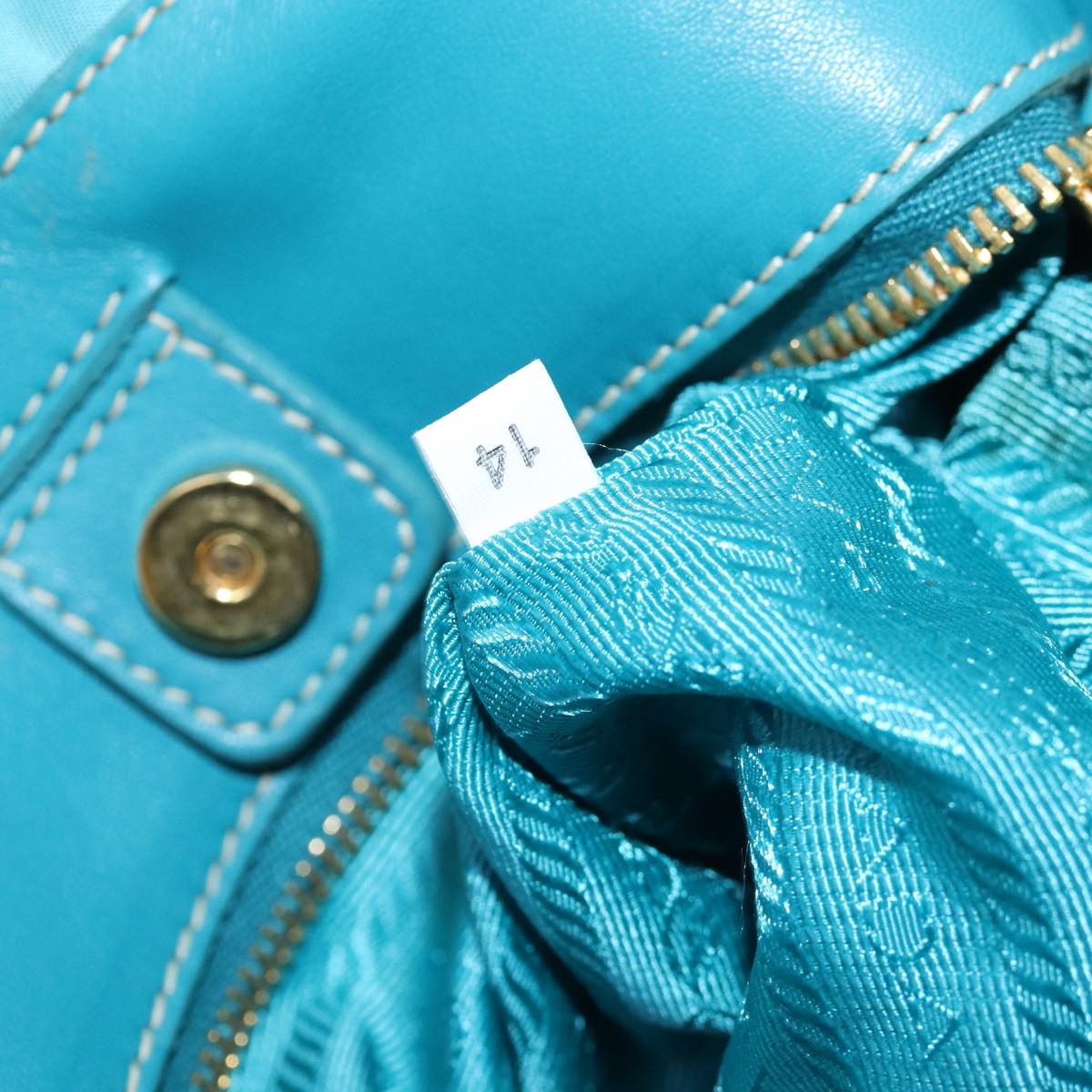 PRADA Hand Bag Nylon Turquoise Blue Auth 76968