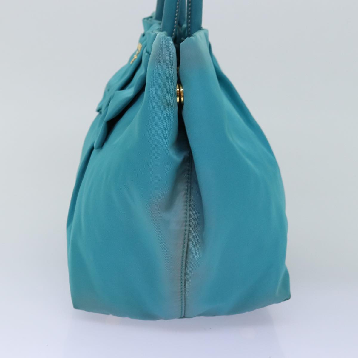 PRADA Hand Bag Nylon Turquoise Blue Auth 76968