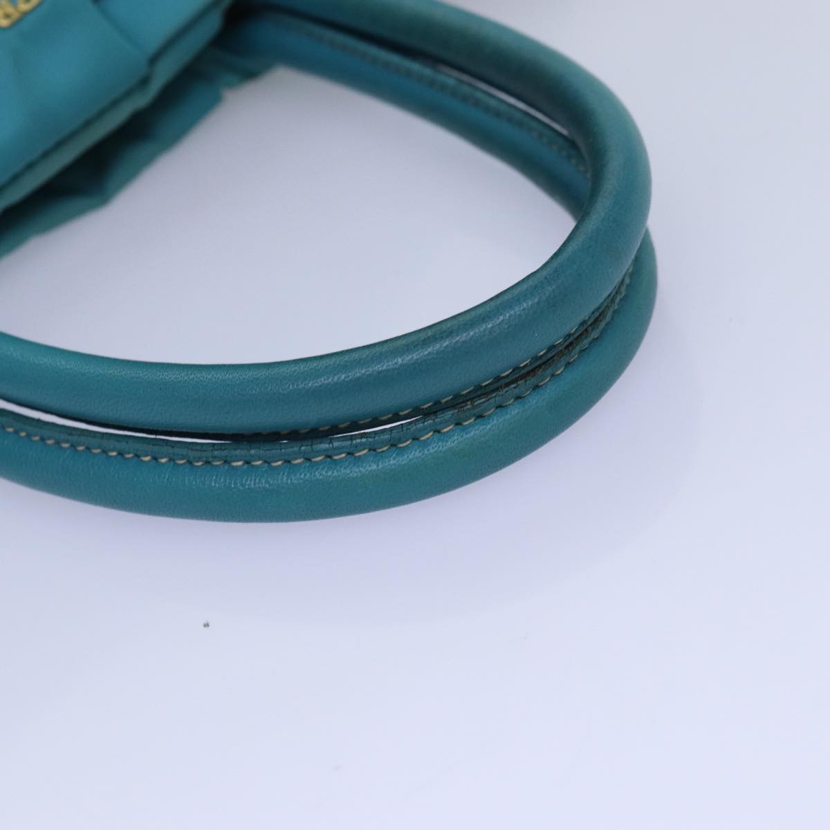 PRADA Hand Bag Nylon Turquoise Blue Auth 76968