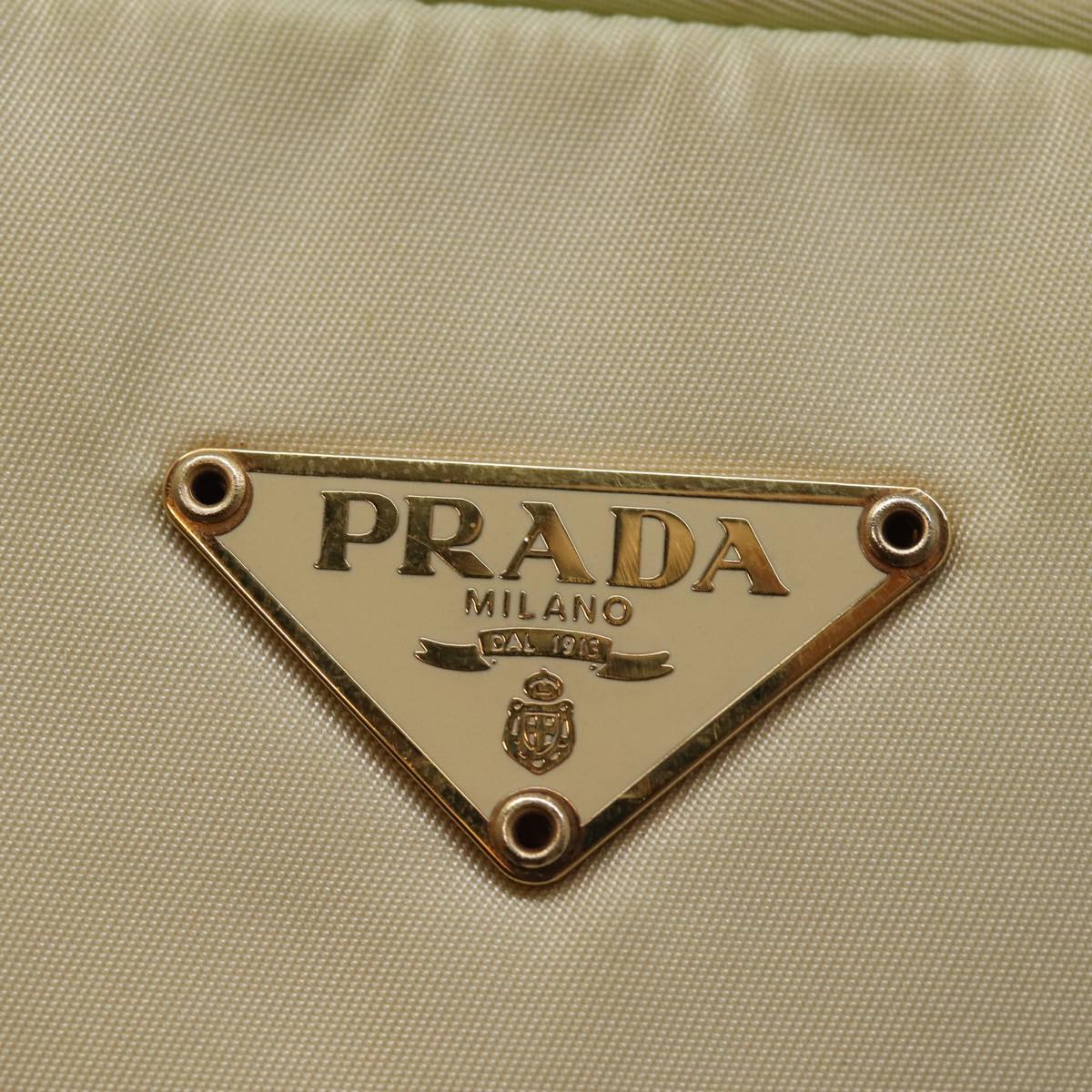 PRADA Hand Bag Nylon Cream Auth 76980
