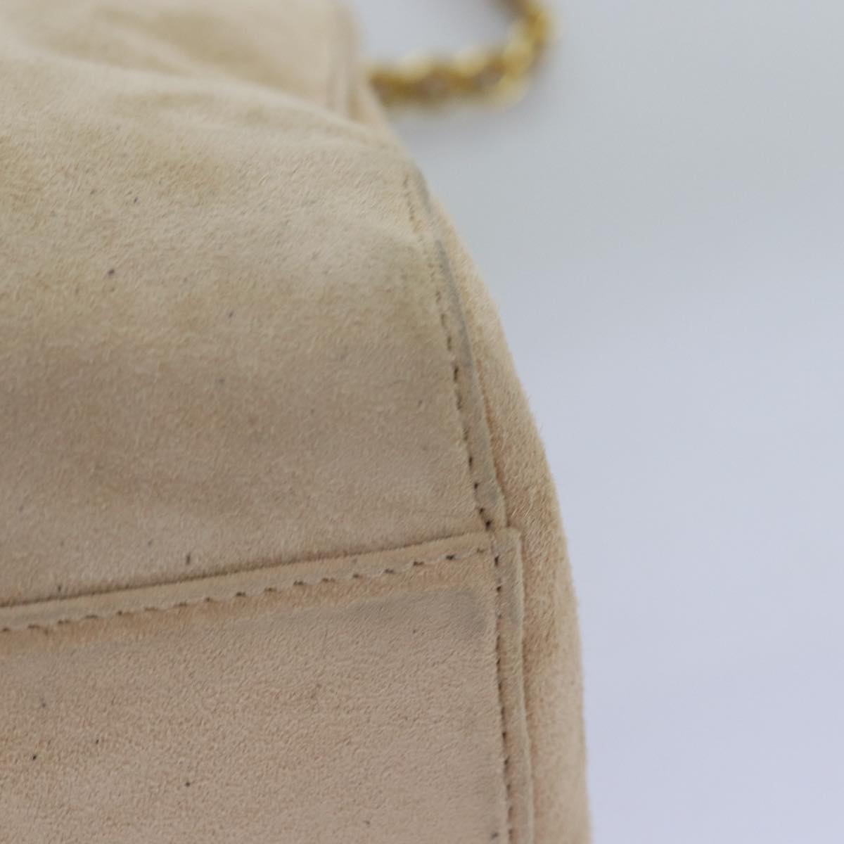 PRADA Chain Shoulder Bag Suede Beige Auth 76982