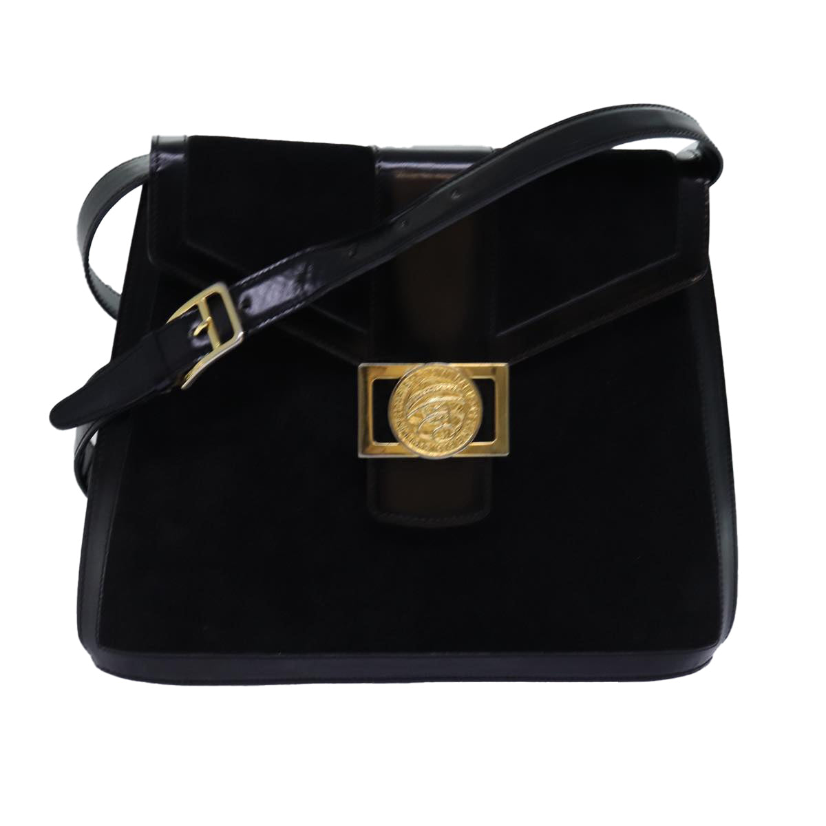 CELINE Shoulder Bag Suede Black Auth 76995