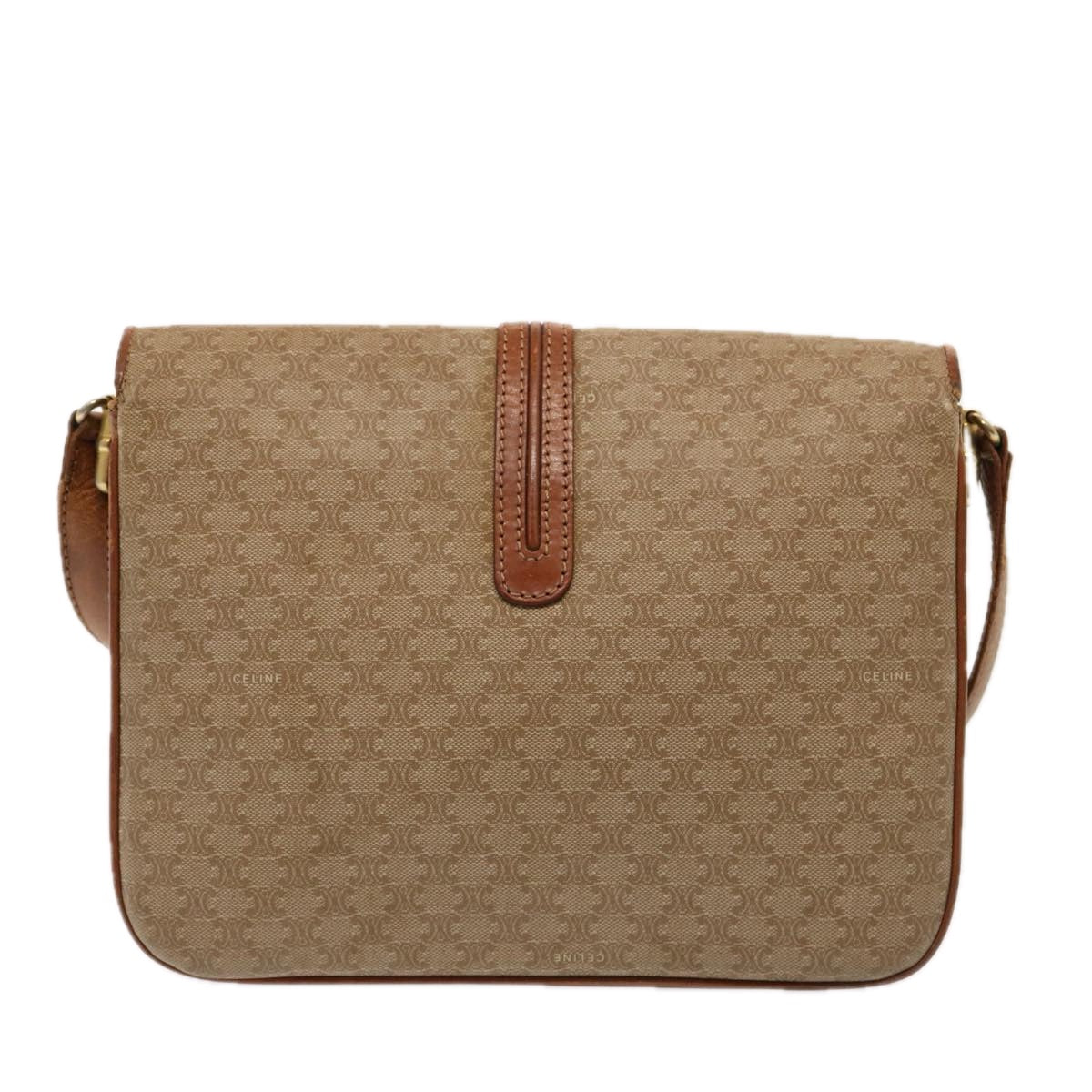 CELINE Macadam Canvas Shoulder Bag Beige Auth 76996 - 0