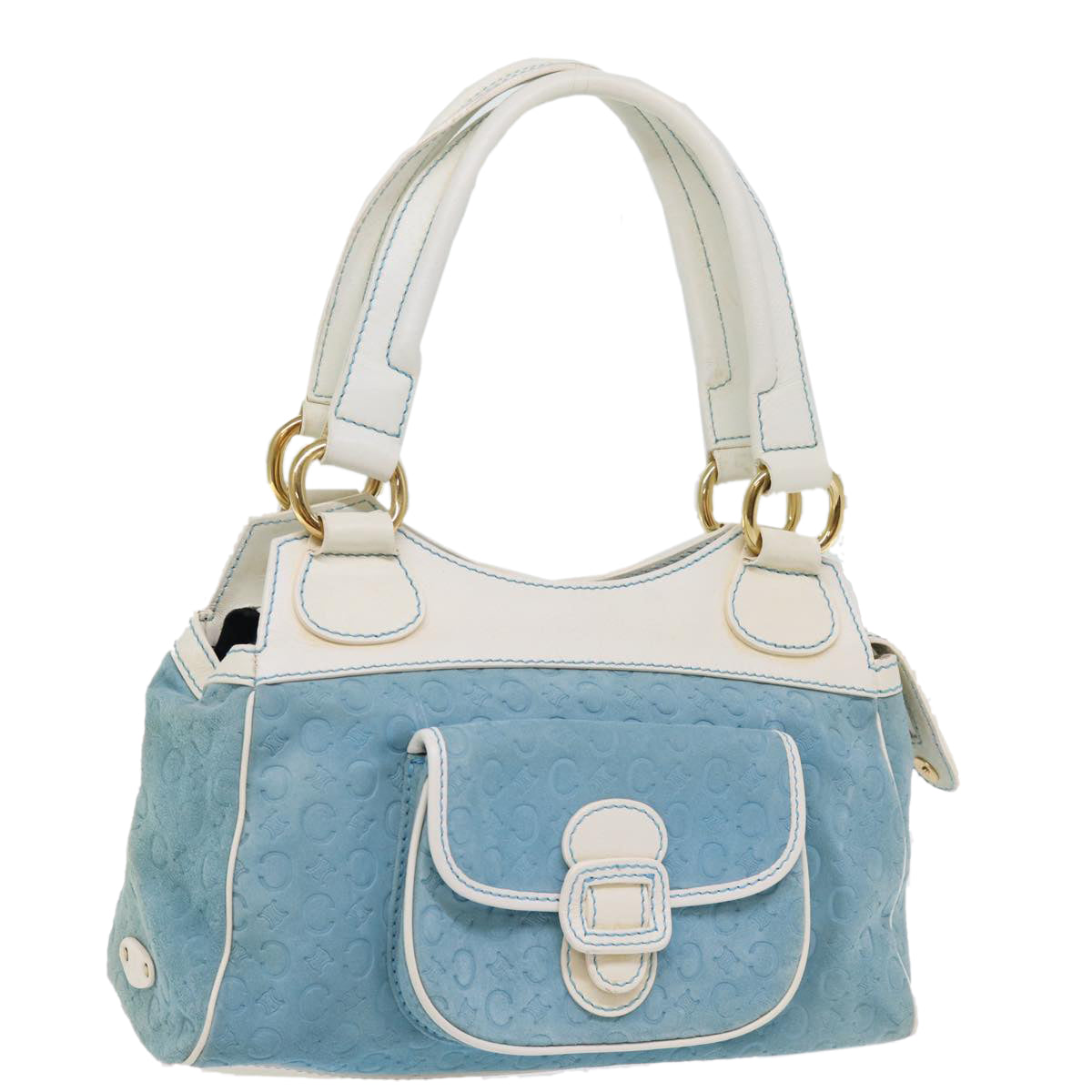 CELINE C Macadam Canvas Hand Bag Blue Auth 76997