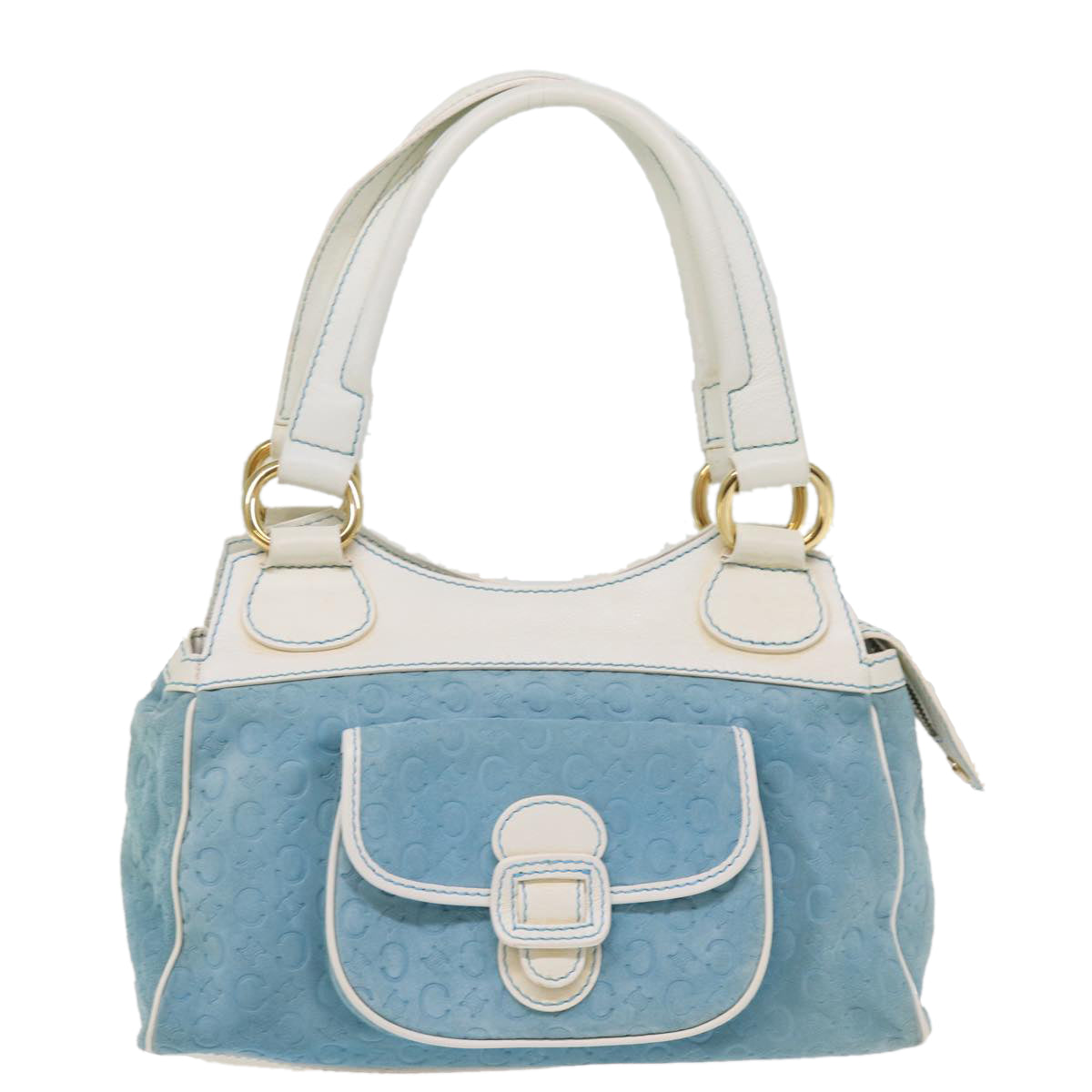 CELINE C Macadam Canvas Hand Bag Blue Auth 76997