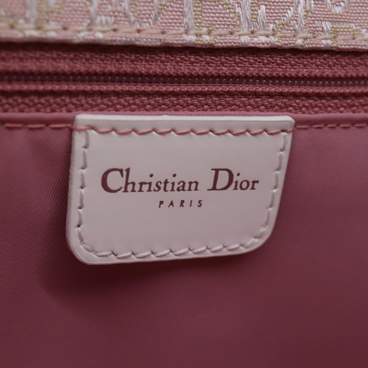 Christian Dior Trotter Canvas Shoulder Bag Pink Auth 77002A