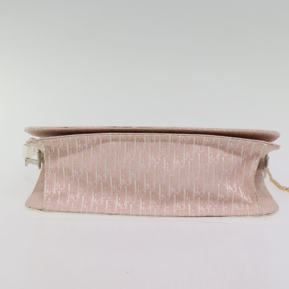 Christian Dior Trotter Canvas Shoulder Bag Pink Auth 77002A