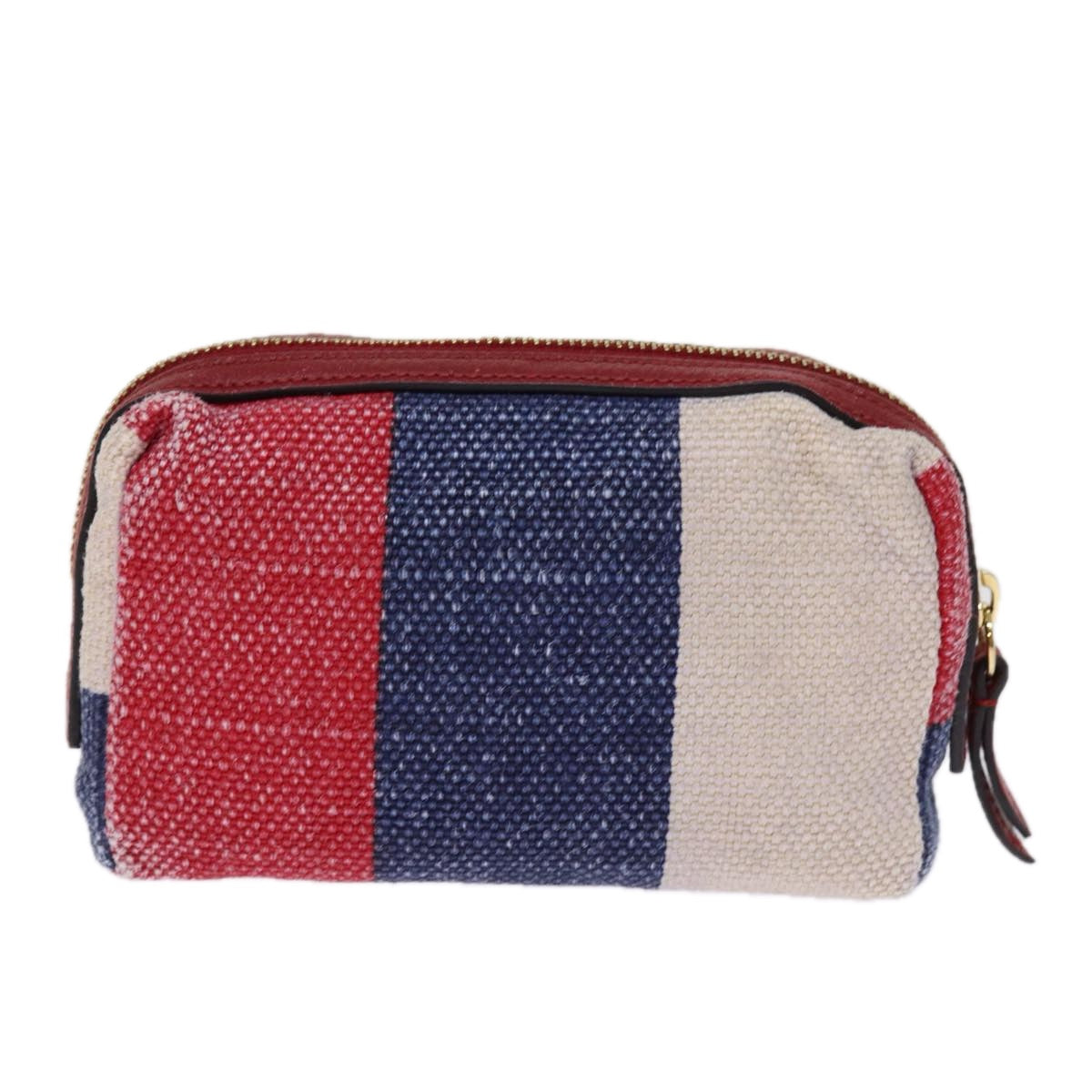 GUCCI Sherry Line Pouch Canvas Red Navy Auth 77003