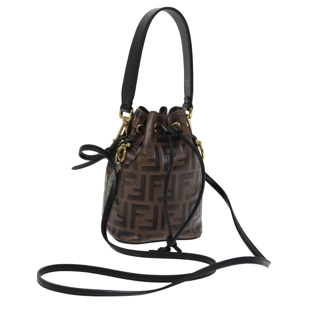 FENDI Zucca Canvas Mont Tresor Mini Shoulder Bag 2way Brown Auth 77005