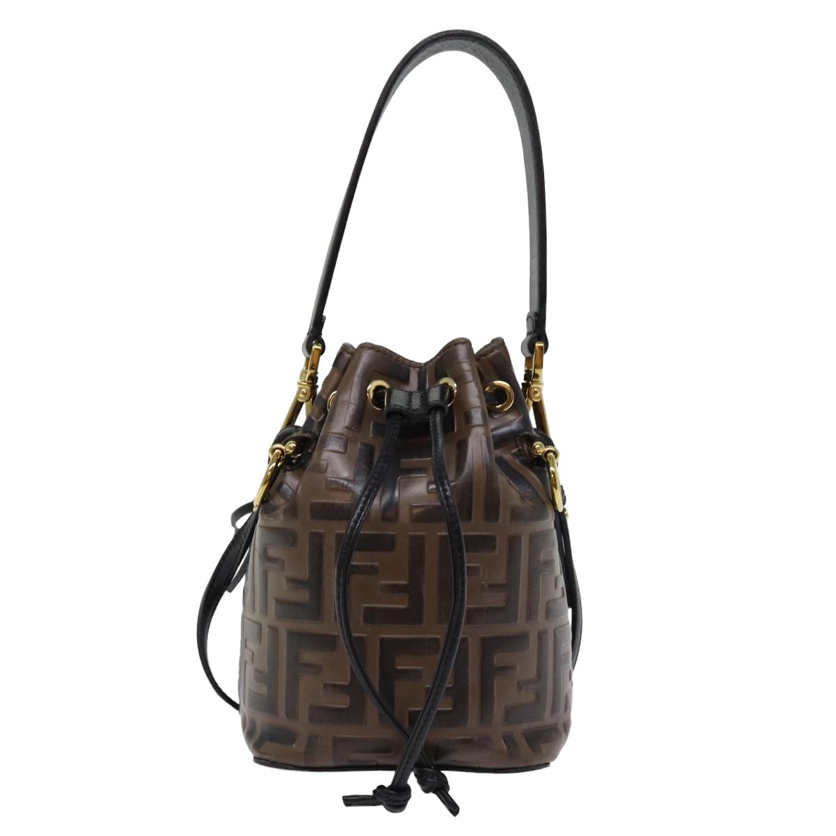 FENDI Zucca Canvas Mont Tresor Mini Shoulder Bag 2way Brown Auth 77005 - 0