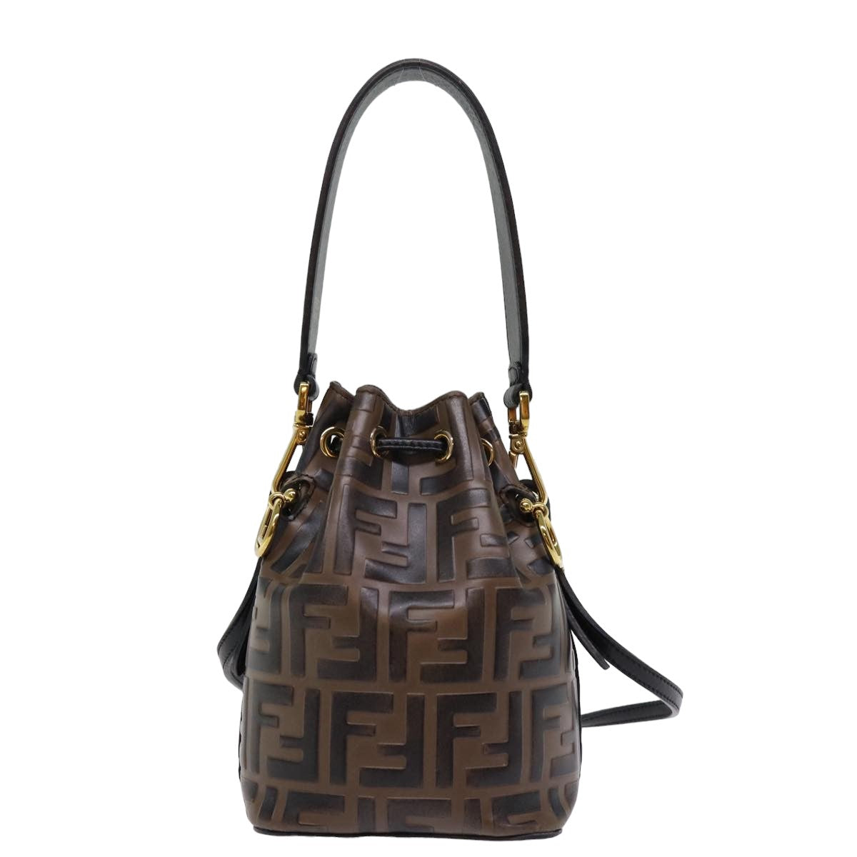 FENDI Zucca Canvas Mont Tresor Mini Shoulder Bag 2way Brown Auth 77005