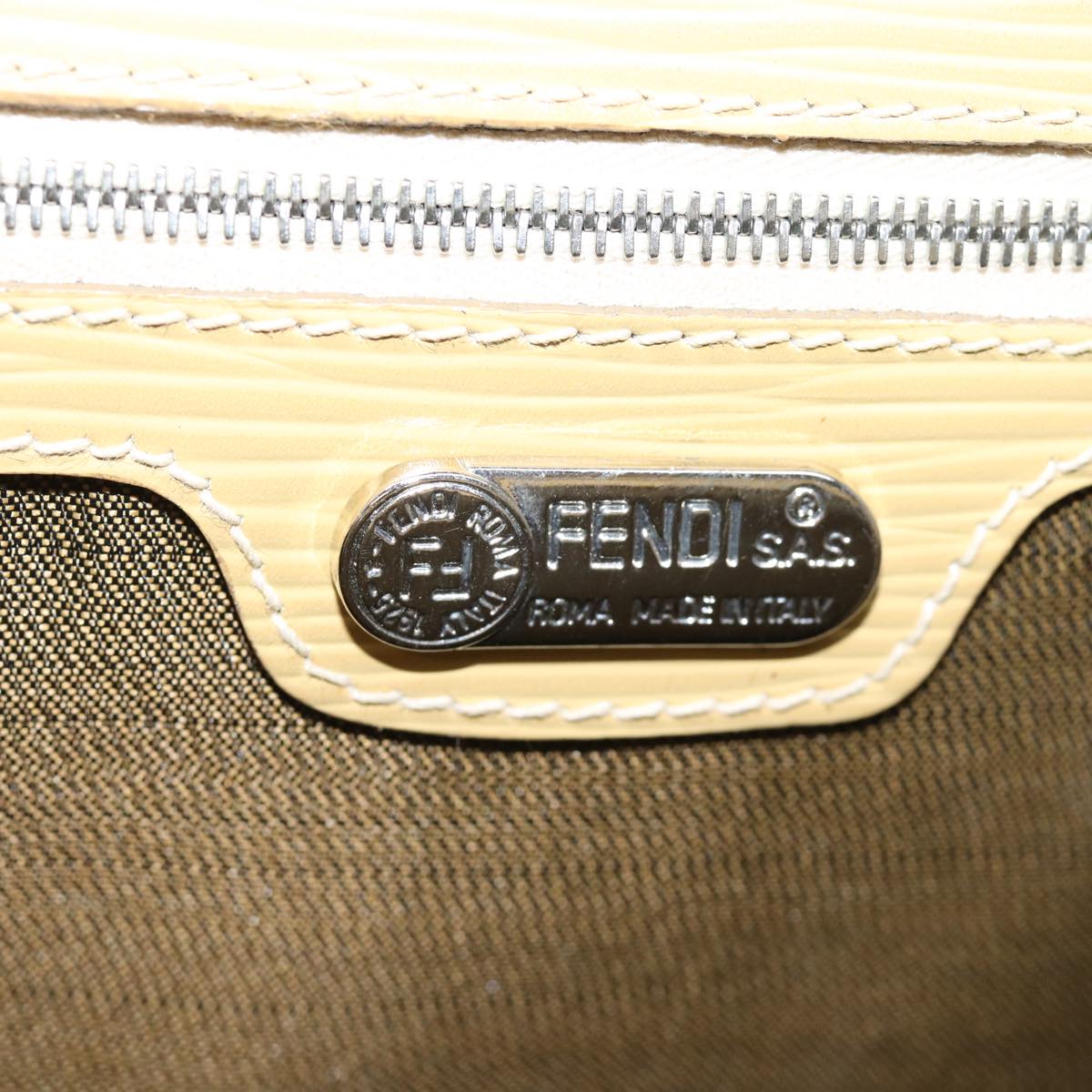 FENDI Hand Bag Leather 2way Beige Auth 77006