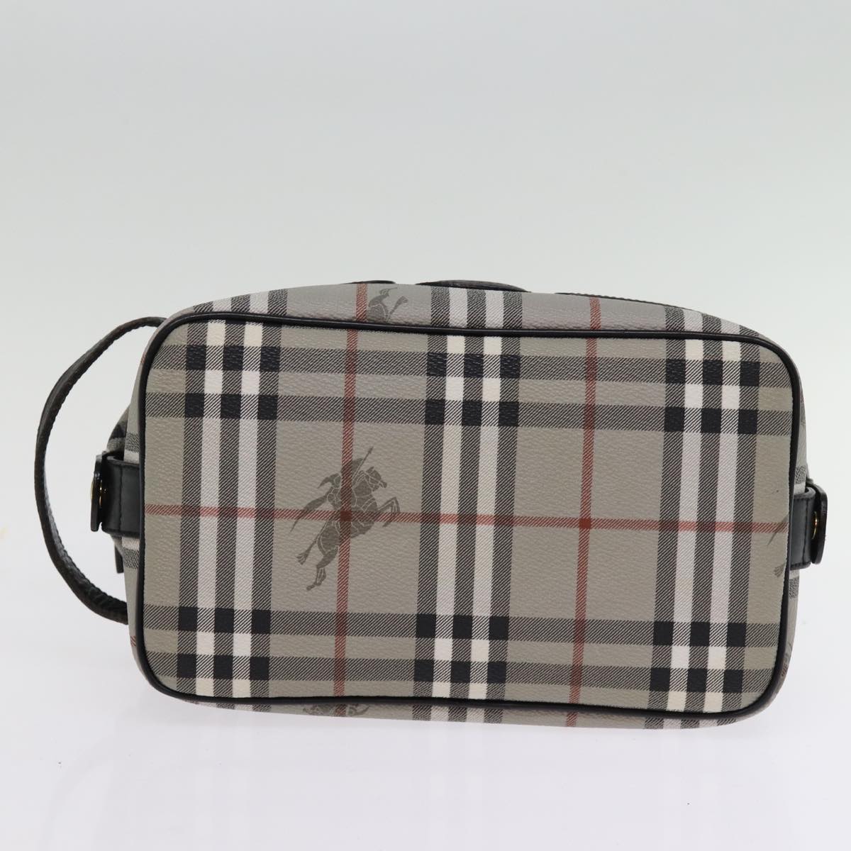 Burberrys Nova Check Clutch Bag PVC Gray Auth 77007