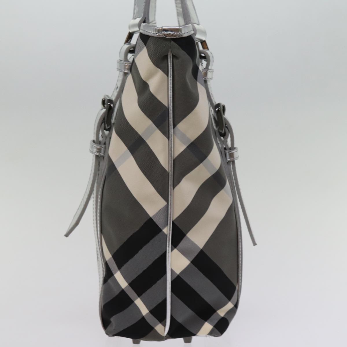 BURBERRY Nova Check Tote Bag Nylon Gray Auth 77008