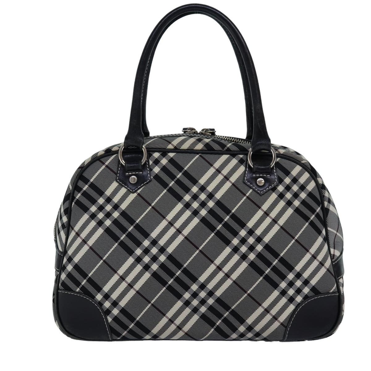 BURBERRY Nova Check Blue Label Hand Bag Nylon Black Auth 77009