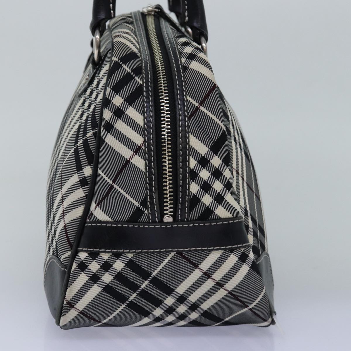 BURBERRY Nova Check Blue Label Hand Bag Nylon Black Auth 77009