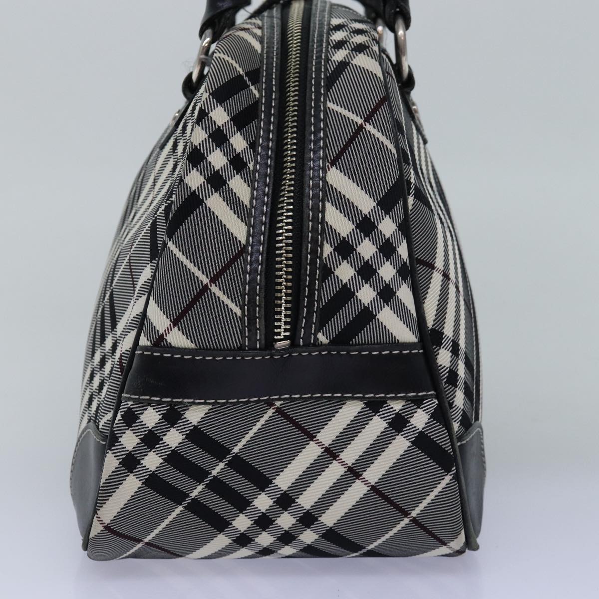 BURBERRY Nova Check Blue Label Hand Bag Nylon Black Auth 77009