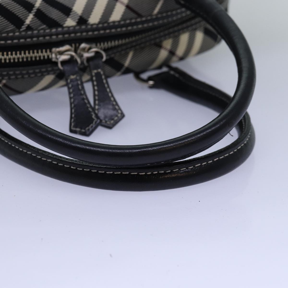 BURBERRY Nova Check Blue Label Hand Bag Nylon Black Auth 77009