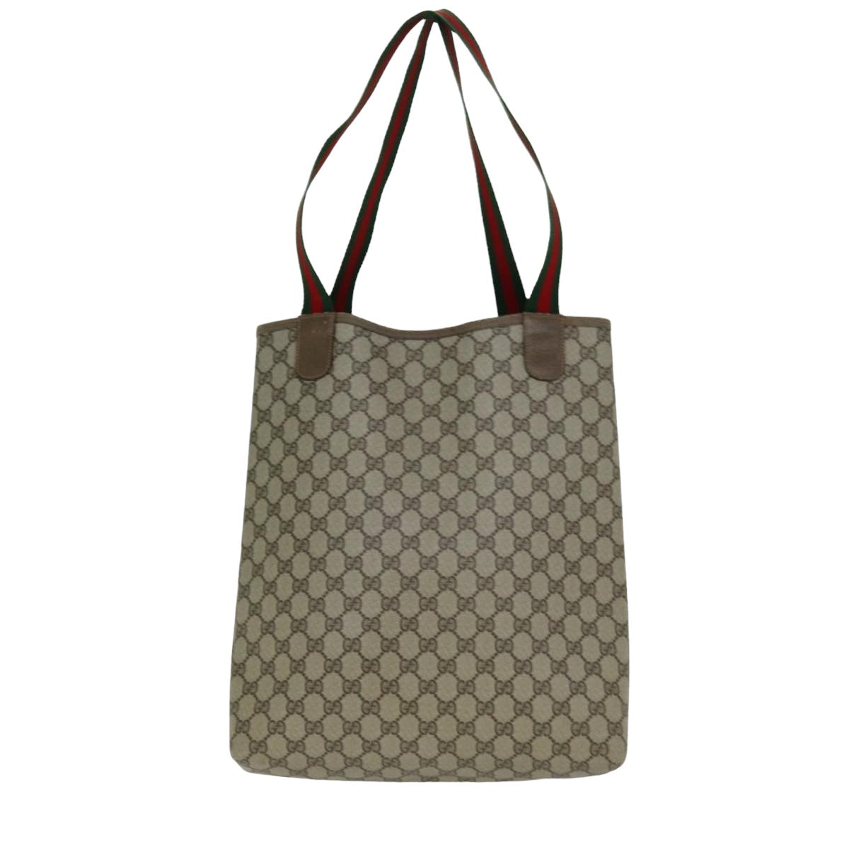 GUCCI GG Supreme Web Sherry Line Tote Bag PVC Beige Red 39 02 003 Auth 77016