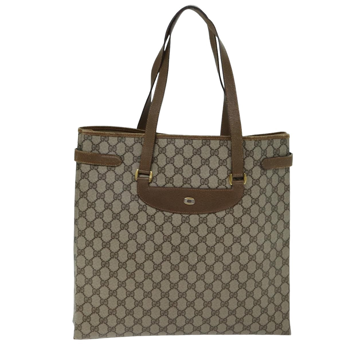 GUCCI GG Supreme Tote Bag PVC Beige 39 02 061 Auth 77022