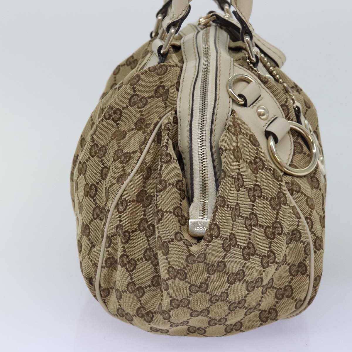 GUCCI GG Canvas Hand Bag Beige 223974 Auth 77030