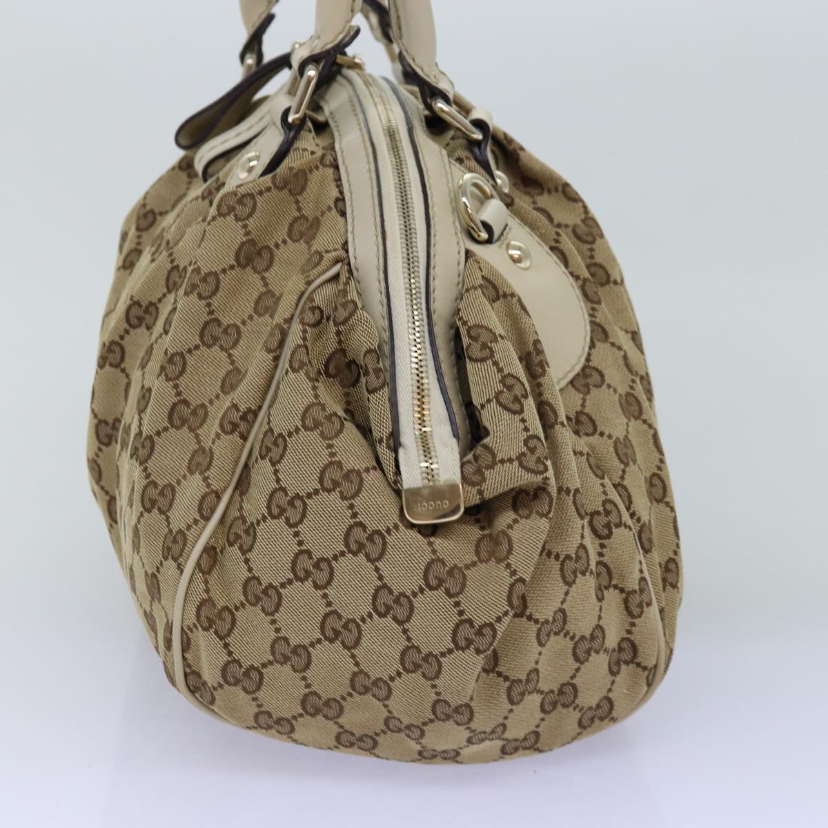 GUCCI GG Canvas Hand Bag Beige 223974 Auth 77030