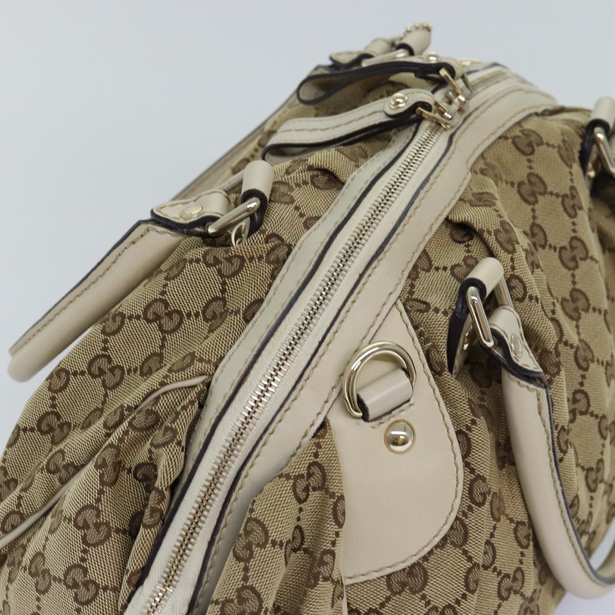 GUCCI GG Canvas Hand Bag Beige 223974 Auth 77030