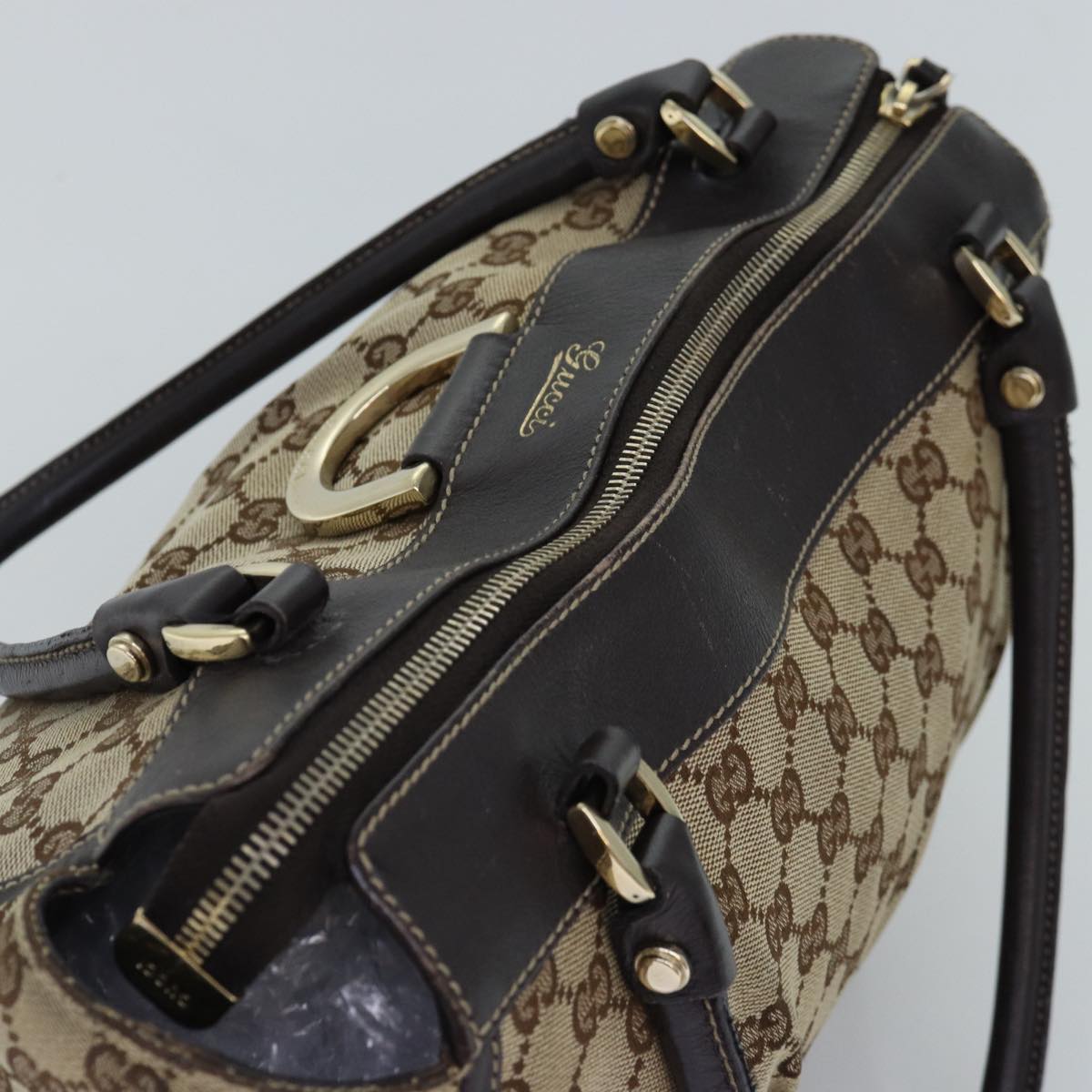 GUCCI GG Canvas Abbey Hand Bag Beige 189831 Auth 77031