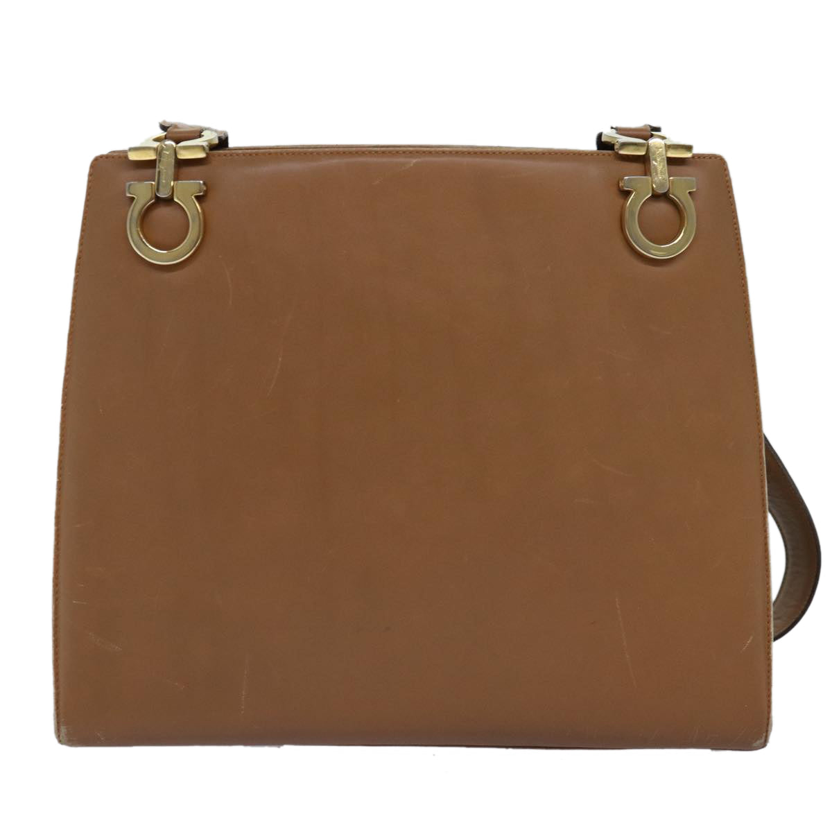 Salvatore Ferragamo Gancini Shoulder Bag Leather Brown Auth 77036 - 0