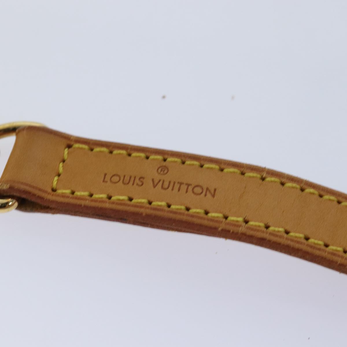 LOUIS VUITTON Shoulder Strap Leather 35.8"" Beige LV Auth 77044