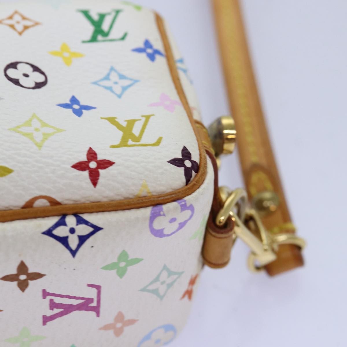 LOUIS VUITTON Monogram Multicolor Trousse Wapity Pouch White M58033 Auth 77056