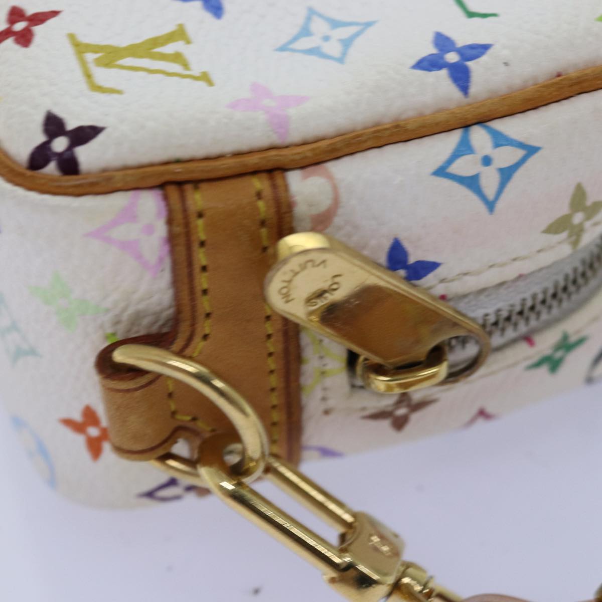 LOUIS VUITTON Monogram Multicolor Trousse Wapity Pouch White M58033 Auth 77056