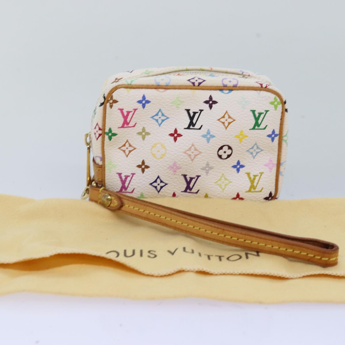 LOUIS VUITTON Monogram Multicolor Trousse Wapity Pouch White M58033 Auth 77056