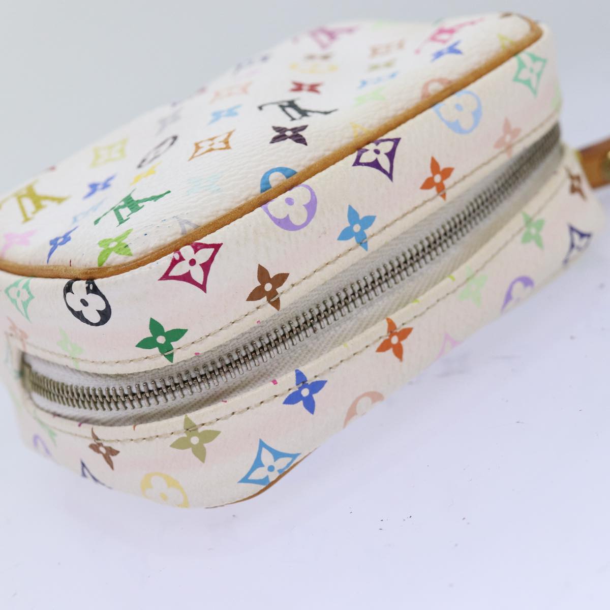 LOUIS VUITTON Monogram Multicolor Trousse Wapity Pouch White M58033 Auth 77056