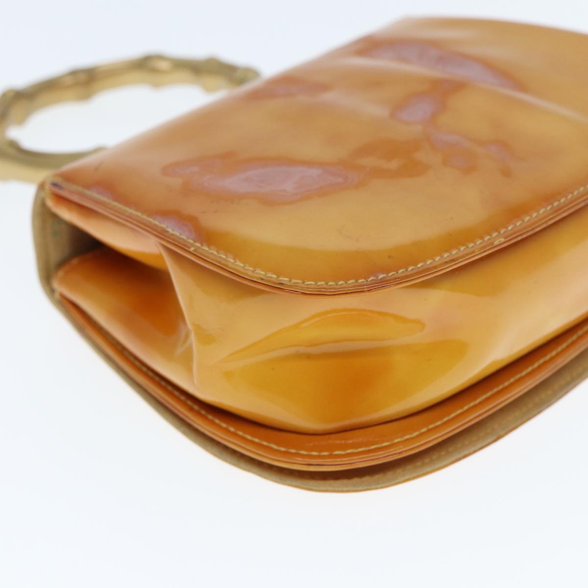 GUCCI Hand Bag Patent leather Yellow Gold 005 781 0275 Auth 77069