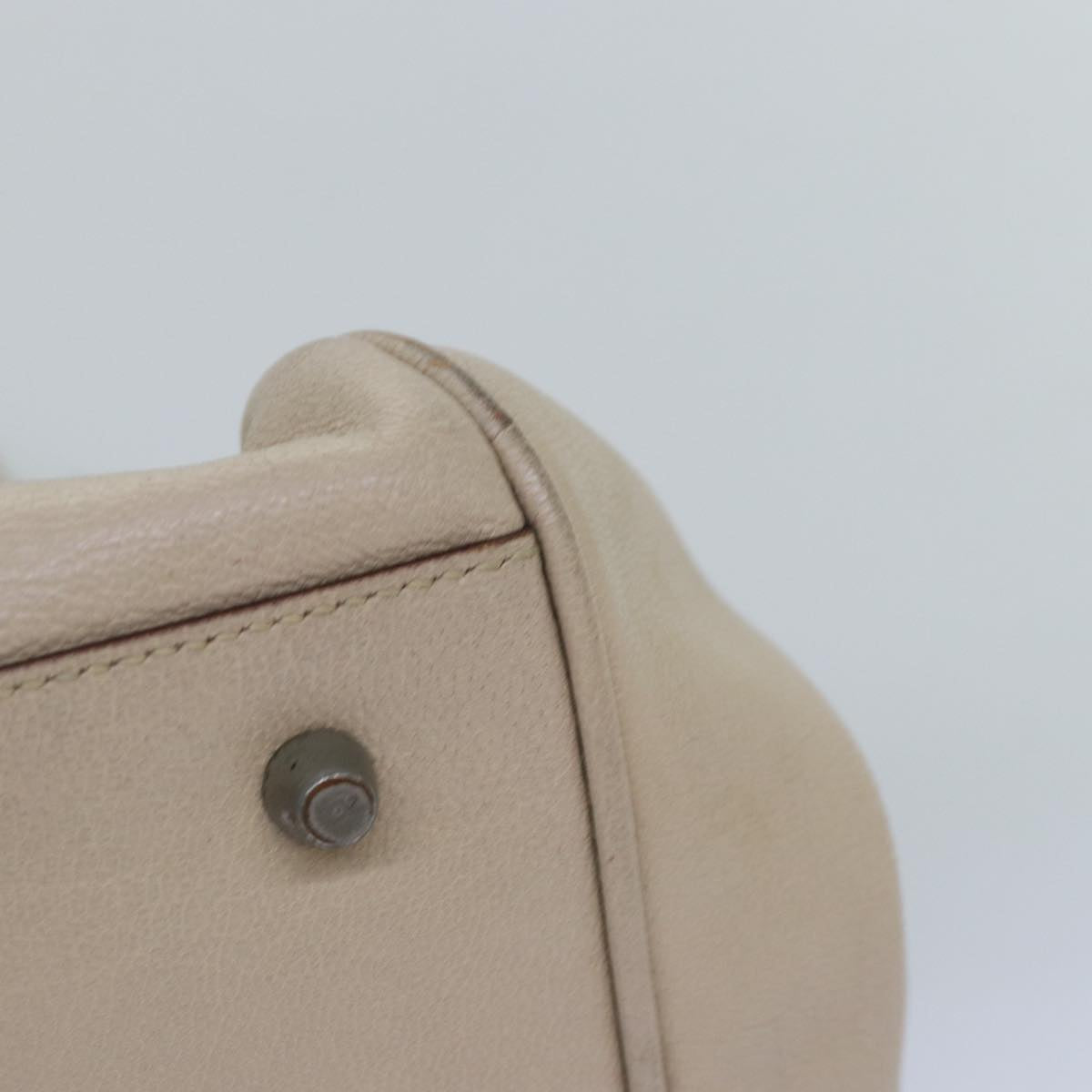 PRADA Hand Bag Leather Beige Auth 77082