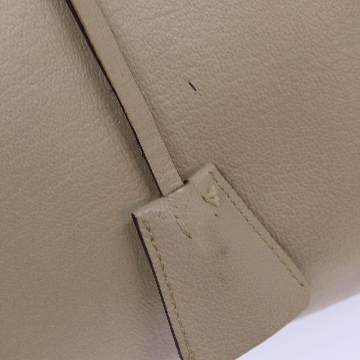 PRADA Hand Bag Leather Beige Auth 77082